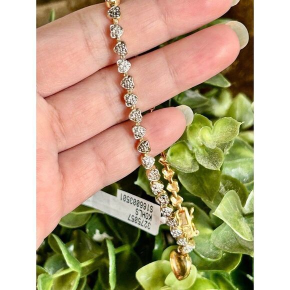 Gold Over Silver Diamond Accent Heart Bracelet (NWT) - Picture 6 of 6